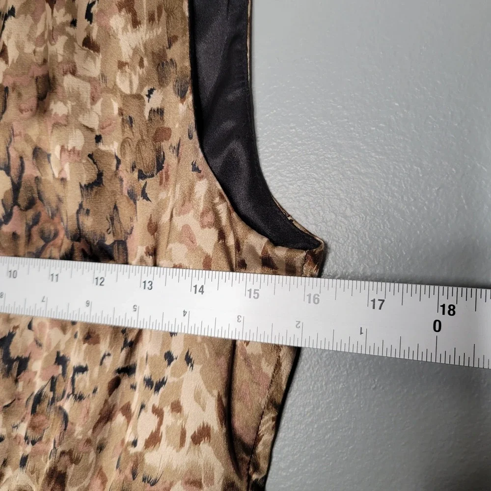 Tahari Black Sheath Dress Women's Size 6 US Beige Gold Print Sleeveless Knee